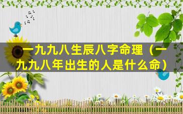 一九九八生辰八字命理（一九九八年出生的人是什么命）