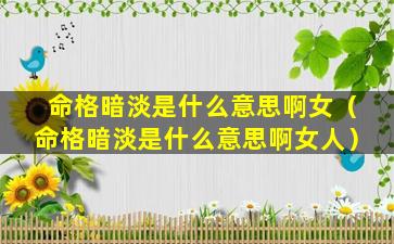 命格暗淡是什么意思啊女（命格暗淡是什么意思啊女人）