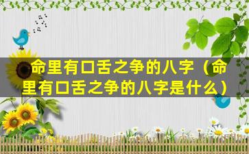 命里有口舌之争的八字（命里有口舌之争的八字是什么）