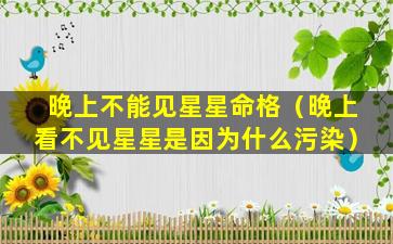 晚上不能见星星命格（晚上看不见星星是因为什么污染）
