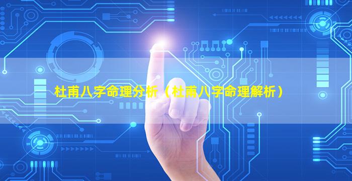 杜甫八字命理分析（杜甫八字命理解析）